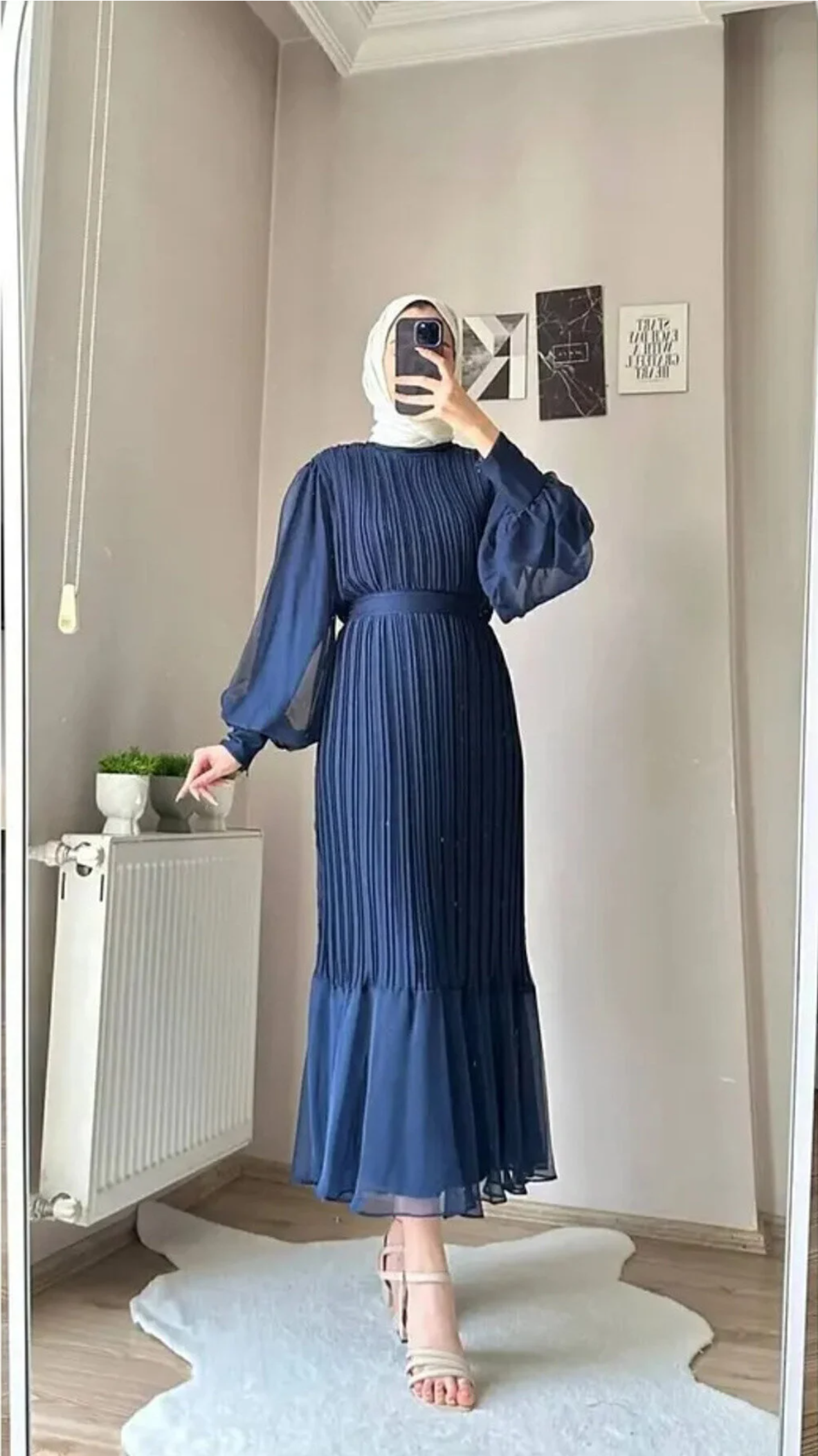 CYM Butik فستان حجاب شيفون مطوي