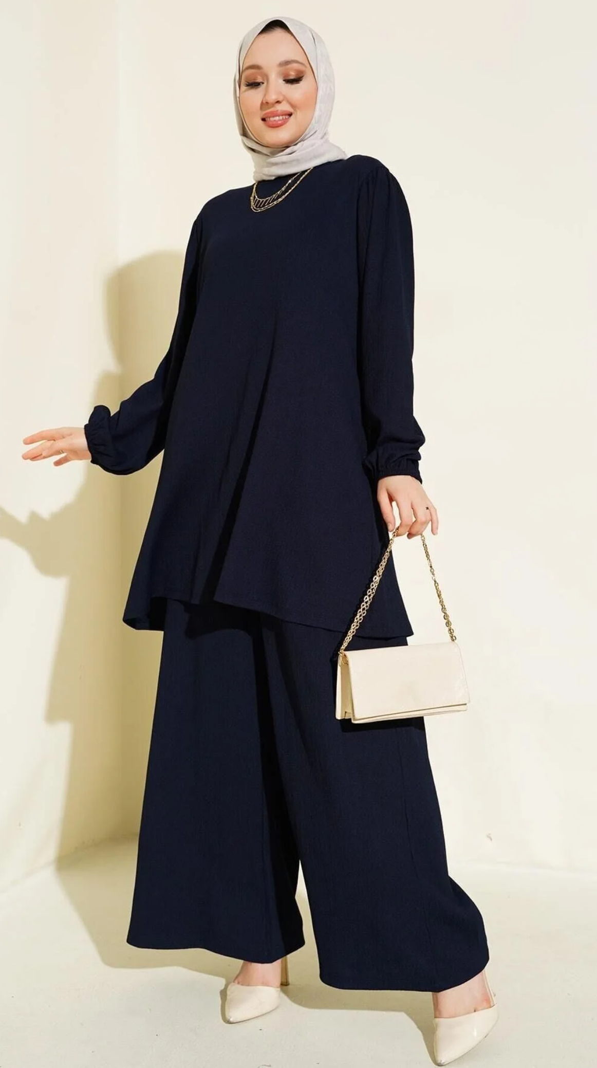 Bigdart بنطلون تونيك نسائي باللون الأزرق الداكن، طقم علوي سفلي 6663