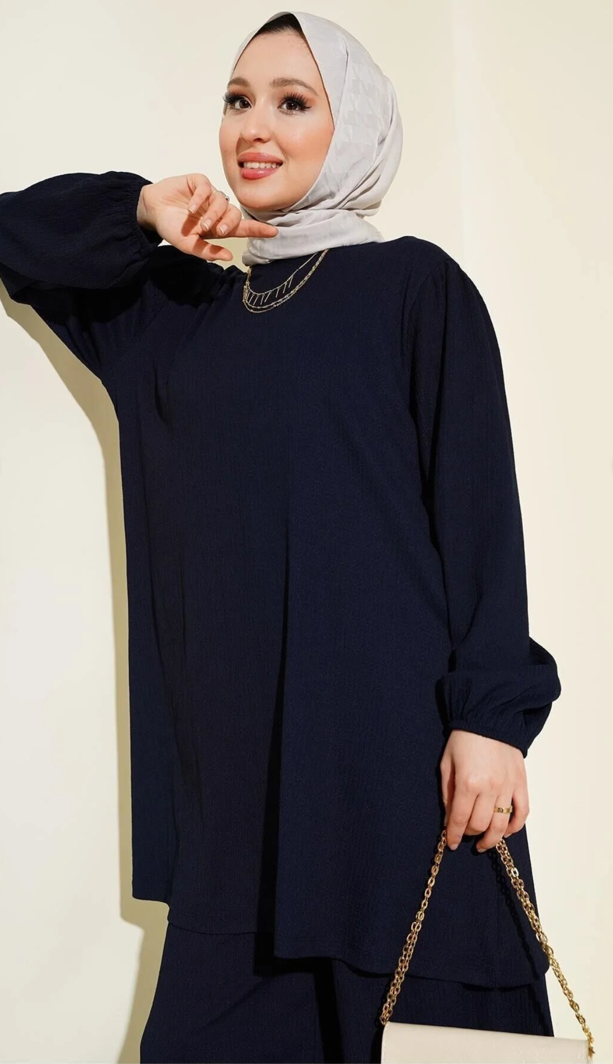 Bigdart بنطلون تونيك نسائي باللون الأزرق الداكن، طقم علوي سفلي 6663