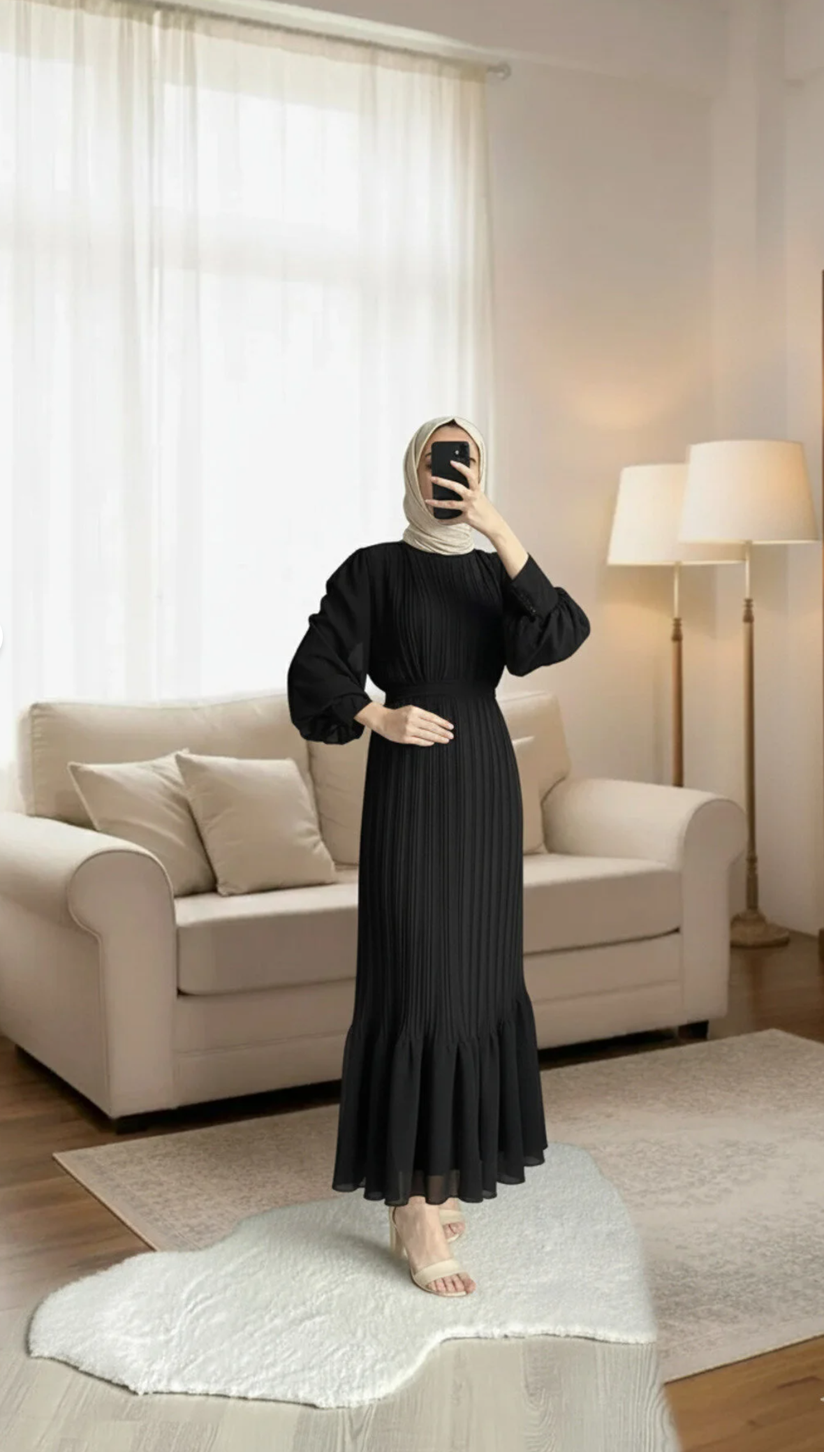 CYM Butik فستان حجاب شيفون مطوي