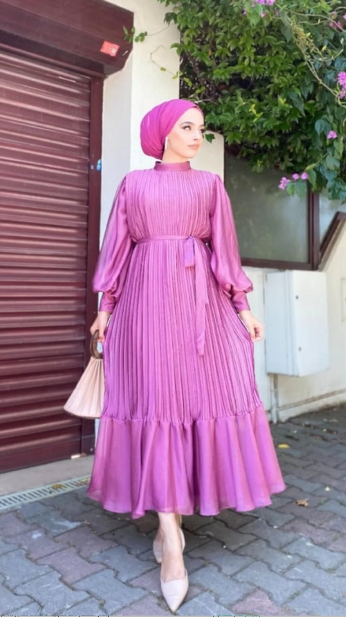 CYM Butik فستان حجاب شيفون مطوي