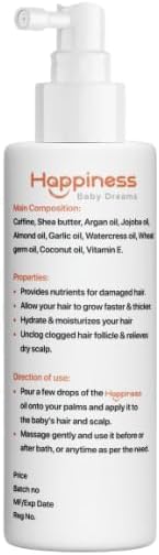 Happiness baby Hair Oil with Natural Oils 120 ml / زيت شعر الأطفال بالزيوت الطبيعية من هابينيس، 120 مل