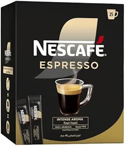 Nescafe Gold Espresso Instant Coffee 1.8g - 25 sachet / قهوة جولد اسبريسو سريعة التحضير من نسكافيه، وزن 1.8 جرام - 25 كيس