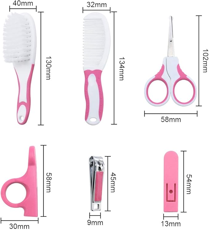 Baby Nail Care - Care Kit Nail Clippers Hairbrush / العناية بأظافر الطفل - مجموعة العناية بالطفل ومجموعة التنظيف للتنظيف الشخصي اليومي للرضع، مجموعة مانيكير حديثي الولادة، مجموعة العناية بصحة الطفل، مقص أظافر، فرشاة شعر.