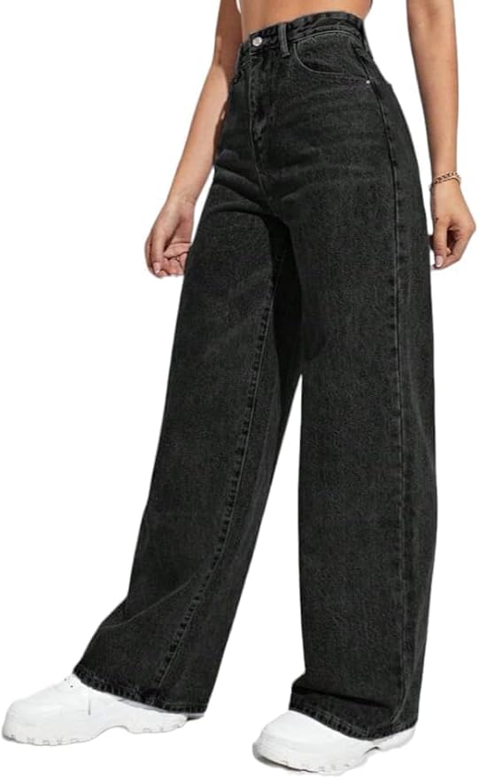 DALY Wide Leg Jeans / بنطلون جينز بارجل واسعة غسلة ازرق نحاسى فاتح مقاس ماركة دالي