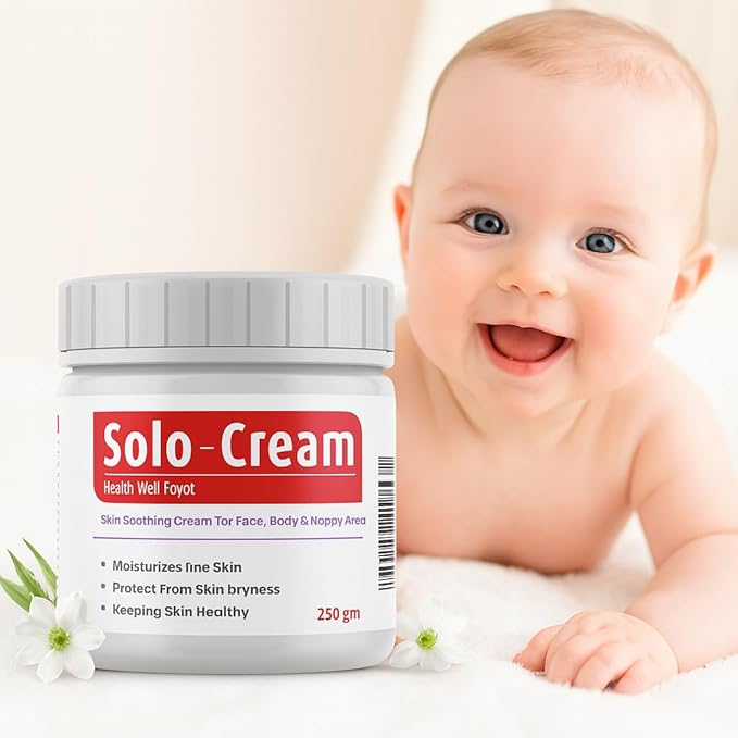 Solo-Cream Protective Soothing  – (125 gm) / كريم حماية وتهدئة لبشرة الأطفال والبالغين يحتوي على أكسيد الزنك وصبار الألوفيرا وزيت الزيتون وفيتامين اي لتهدئة وحماية وترطيب البشرة الجافة أو المتهيجة، بوزن 125 جم من سولو كريم