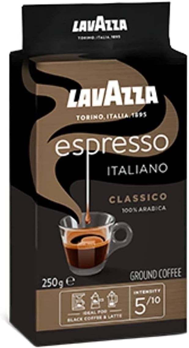 Lavazza Espresso Italiano Arabica 250Gm / اسبريسو ايطاليانو ارابيكا 250 جرام من لافازا، أرض، جعبة