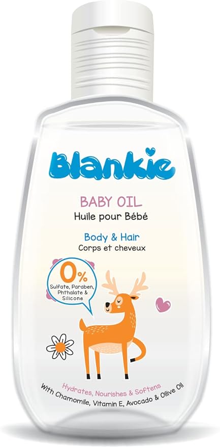 Blankie baby oil - 100 ml / زيت للجسم كامل من بلانكي مرطب ومنعش، مناسب لجميع أنواع البشرة، 100 مل