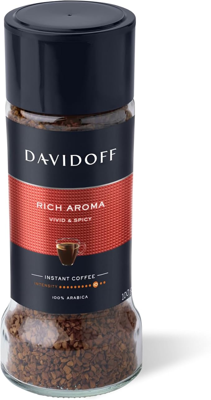 Davidoff Café Rich Aroma Instant Coffee 3.5oz/100g / قهوة اروما سريعة التحضير كافيه ريتش من دافيدوف 100 جرام - 3.5 اونصة، أرض، إناء