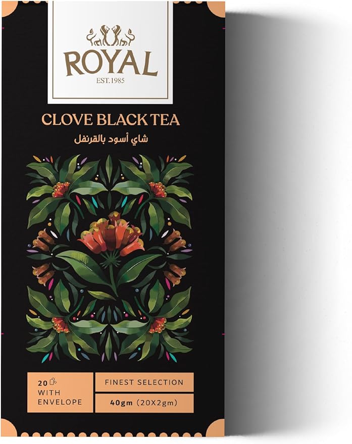 Royal Black Tea Cloves 20TB / أكياس شاي أسود بنكهة القرنفل من رويال، عبوة 20 كيس