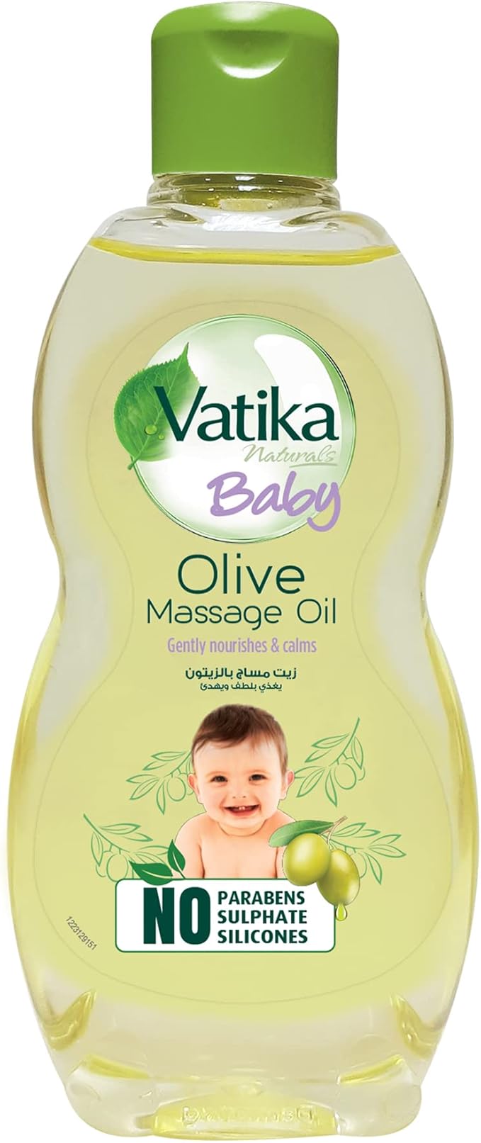 Vatika Naturals Baby Massage Oil (100mL) | Enriched With Olive Extracts | Gentle Nourishment for Baby | Dermatologically Tested and Proven | No Harsh Chemicals / زيت للجسم كامل من فاتيكا ناتشورالز بيبي مُغذي، مناسب لجميع أنواع البشرة، 100 مل