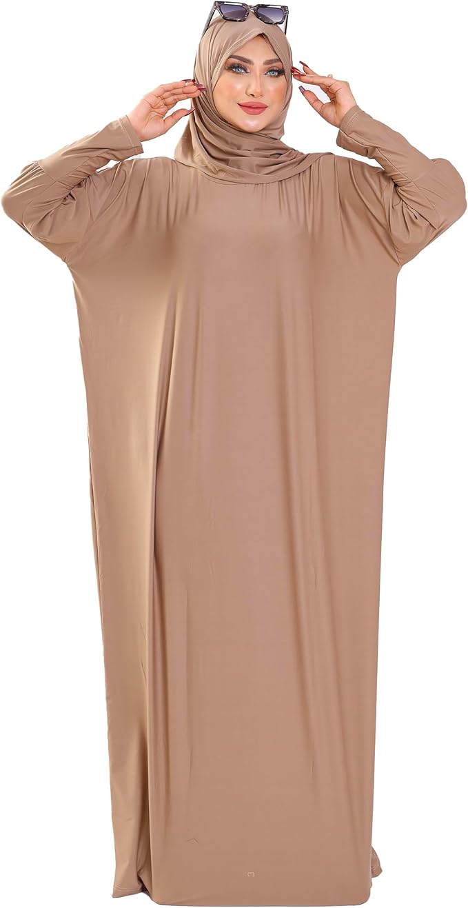 Asdal Prayer One Piece Connected Veil Cotton Feel Comfortable And Cool Material - Solid Out Prayer Set / طقم إسدال صلاة سادة قطعة واحدة متصلة مصنوع من القطن بملمس مريح ورائع