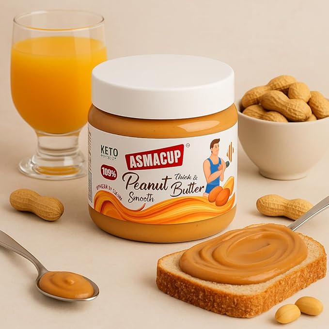 زبدة فول سوداني أسماكاب بدون سكر مضاف 200 جم | Asmacup Peanut Butter (No Added Sugar) – 200 g | High Protein | Smooth Texture | Natural Taste | Perfect for Breakfast & Fitness Snacks / زبدة فول سوداني بدون سكر مضاف، 200 جم
