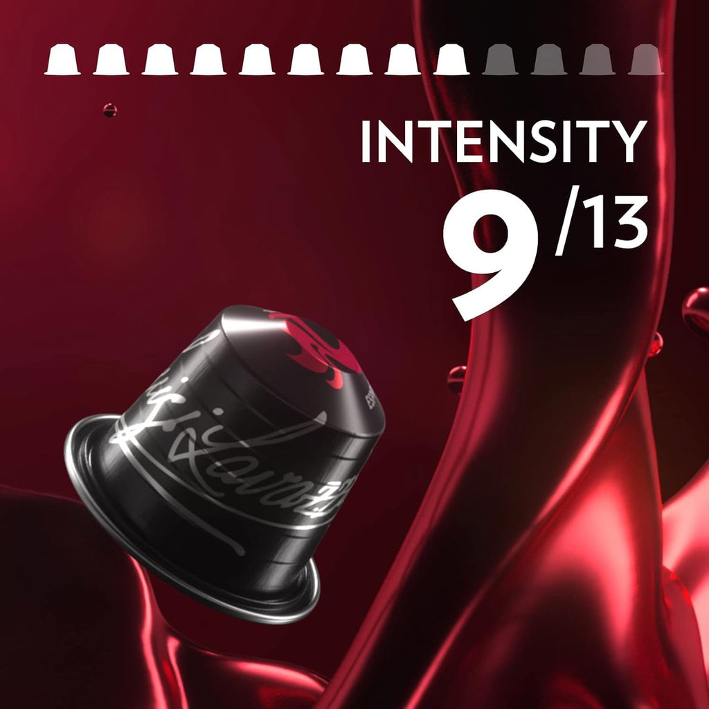 كبسولات الومنيوم اسبريسو مايسترو كلاسيكو 100% ارابيكا من لافازا، كثافة 9، متوسطة التحميص متوافقة مع ماكينات نسبريسو، خالية من ثاني اكسيد الكربون، عبوة واحدة من 10 كبسولات