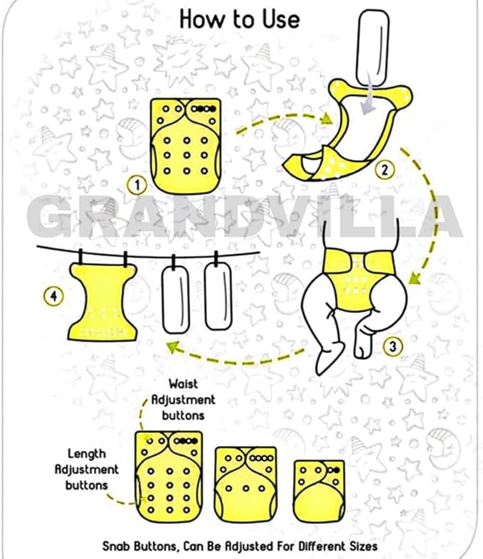 Household All-in-One Washable Multi-Use Cloth Diapers - Comfortable & Eco-Friendly Home Nappy / حفاضات قماش منزلية الكل في واحد قابلة للغسل ومتعددة الاستخدامات - مريحة وصديقة للبيئة
