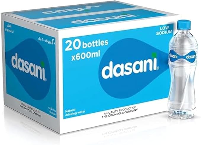 Dasani Water Bottle Package, 18 Pieces with 2 Extra Pieces - 600 ml / كرتونة زجاجات مياه من دساني، 20 قطعة - 600 مل، داسـاني، ملليلتر