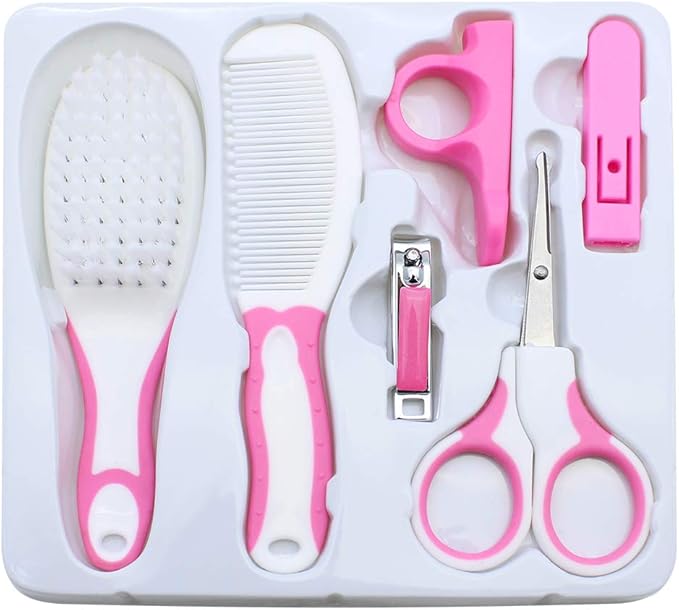 Baby Nail Care - Care Kit Nail Clippers Hairbrush / العناية بأظافر الطفل - مجموعة العناية بالطفل ومجموعة التنظيف للتنظيف الشخصي اليومي للرضع، مجموعة مانيكير حديثي الولادة، مجموعة العناية بصحة الطفل، مقص أظافر، فرشاة شعر.