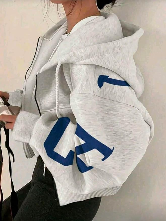 Sweatshirt Winter Cotton Women's Hoodies Thermal Lined, Jacket / سويت شيرت شتوي بغطاء للرأس للنساء من القطن ومبطن حراري، جاكيت