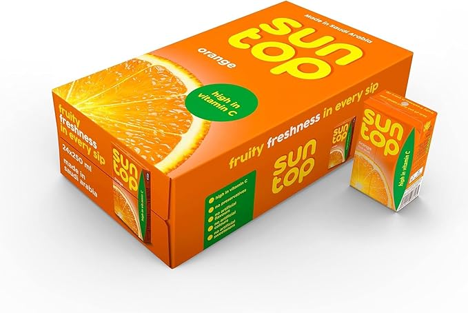 SunTop Orange Juice - 250ml, 24 Pieces / صن توب عصير برتقال - 250 مل ، 24 قطعة