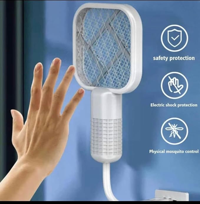 تيكزون مضرب صاعق بعوض كهربائي - صاعق ذباب قابل لاعادة الشحن بمنفذ USB مع شبكة عالية الجهد - قاتل حشرات محمول باليد للبعوض والذباب والحشرات - امن وخفيف الوزن (الوان متنوعة)