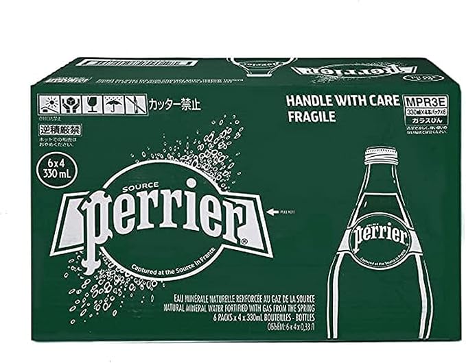 Perrier Natural Sparkling Water Glass Bottel 24330 ML / بيرير - زجاجة مياه طبيعية فوارة ٢٤ * ٣٣٠ مل