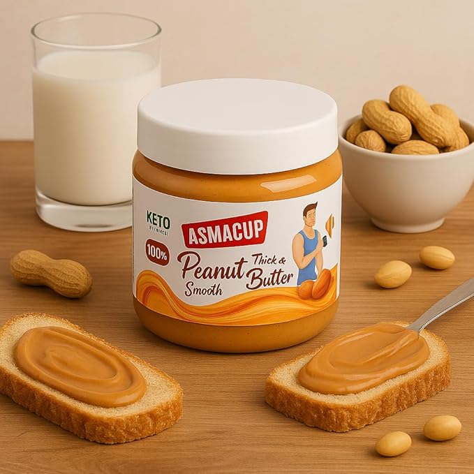 زبدة فول سوداني أسماكاب بدون سكر مضاف 200 جم | Asmacup Peanut Butter (No Added Sugar) – 200 g | High Protein | Smooth Texture | Natural Taste | Perfect for Breakfast & Fitness Snacks / زبدة فول سوداني بدون سكر مضاف، 200 جم