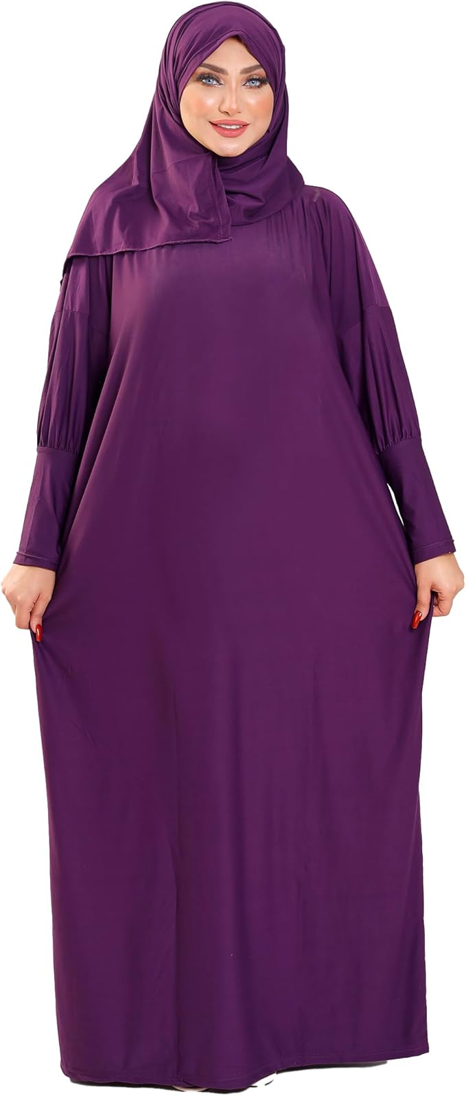 Asdal Prayer One Piece Connected Veil Cotton Feel Comfortable And Cool Material - Solid Out Prayer Set / طقم إسدال صلاة سادة قطعة واحدة متصلة مصنوع من القطن بملمس مريح ورائع