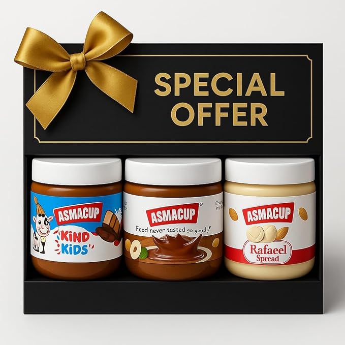 مجموعة سبريد من اسماكب، سبريد رافايلو وسبريد كيندر وسبريد شوكولاتة 200 جم، 3 قطع