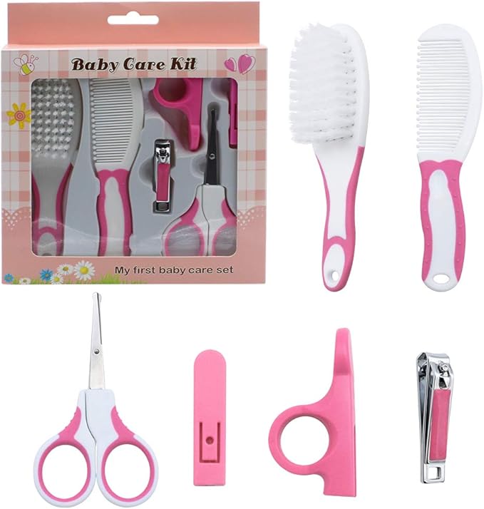 Baby Nail Care - Care Kit Nail Clippers Hairbrush / العناية بأظافر الطفل - مجموعة العناية بالطفل ومجموعة التنظيف للتنظيف الشخصي اليومي للرضع، مجموعة مانيكير حديثي الولادة، مجموعة العناية بصحة الطفل، مقص أظافر، فرشاة شعر.