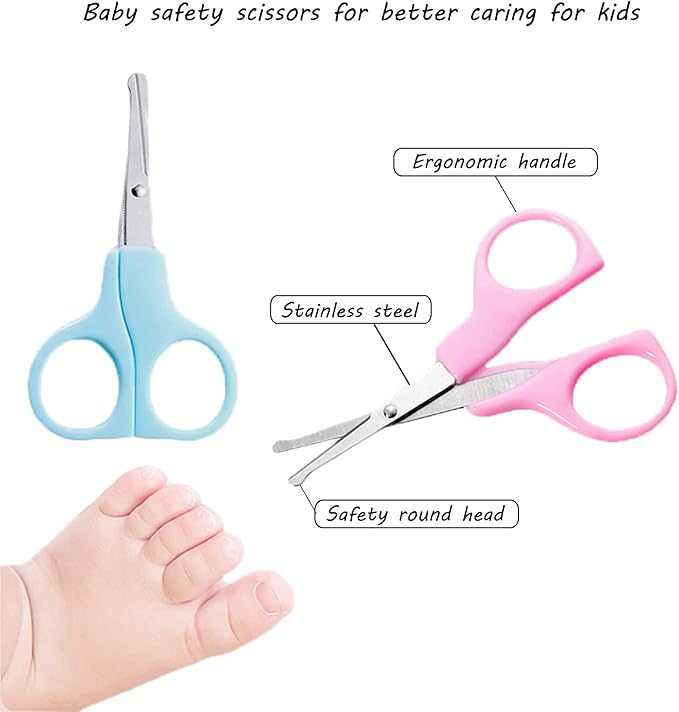 Baby Grooming Kit Newborn, Infant Toddler Healthcare & Grooming / مجموعة العناية اليومية الأساسية للأطفال حديثي الولادة من ام كيه ان زوم، أدوات أظافر محمولة مع شنطة تخزين والعناية الصحية الشخصية، 10 قطع، شفاف