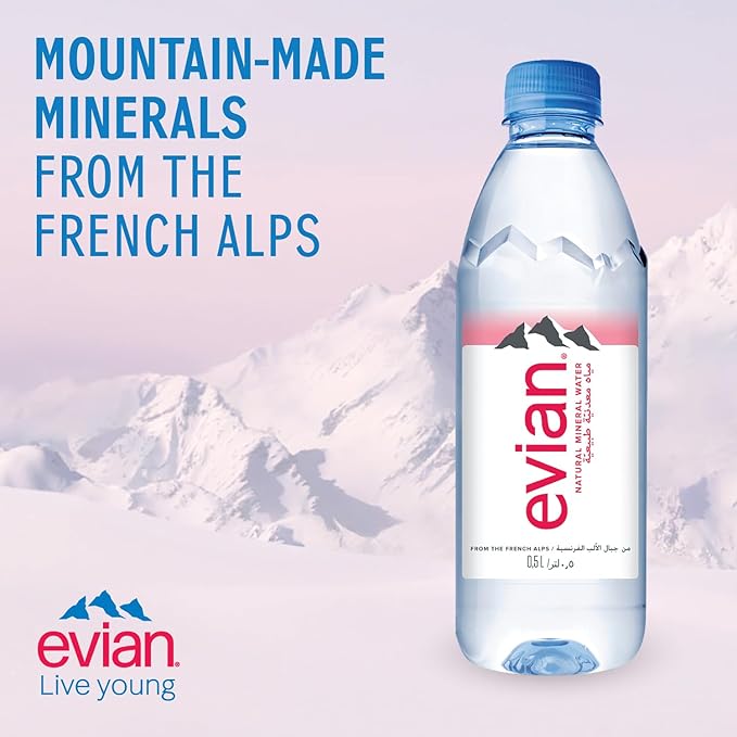 Evian Natural Mineral Water 500 Ml, Pack Of 6 / مجموعة عبوات ماء معدني طبيعي برومو سعة 500 ملليلتر مكونة من 6 قطع ايفيان 3000