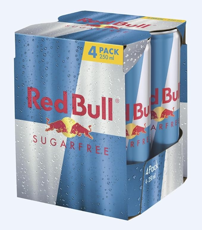Red Bull Energy Drink, Sugar Free, 250ml (4 pack) / مشروب الطاقة من ريد بول، خالي من السكر، 250 مل (4 عبوات)