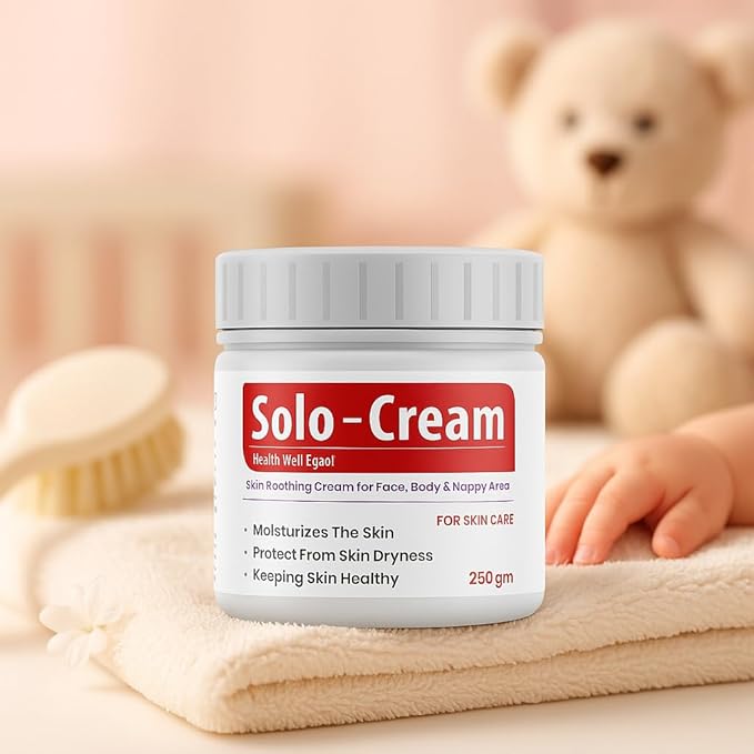 Solo-Cream Protective Soothing  – (125 gm) / كريم حماية وتهدئة لبشرة الأطفال والبالغين يحتوي على أكسيد الزنك وصبار الألوفيرا وزيت الزيتون وفيتامين اي لتهدئة وحماية وترطيب البشرة الجافة أو المتهيجة، بوزن 125 جم من سولو كريم