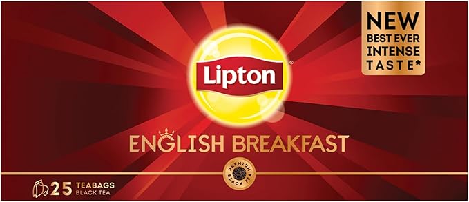 Lipton Black Tea, English Breakfast For Bold Taste & Intense Aroma, 25 Teabags / شاي اسود من ليبتون، شاي الافطار الانجليزي لطعم جريء ورائحة مكثفة، 25 كيس شاي
