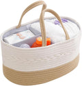 Uand Home Diaper Caddy Organizer - Cotton Rope Basket for Nursery Storage, Changing Table Bin (Brown) / سلة تنظيم حفاضات منزلية مصنوعة من الحبال القطنية لتخزين حفاضات ومناديل ومستلزمات الأطفال من يو اند هوم - (لون بني)
