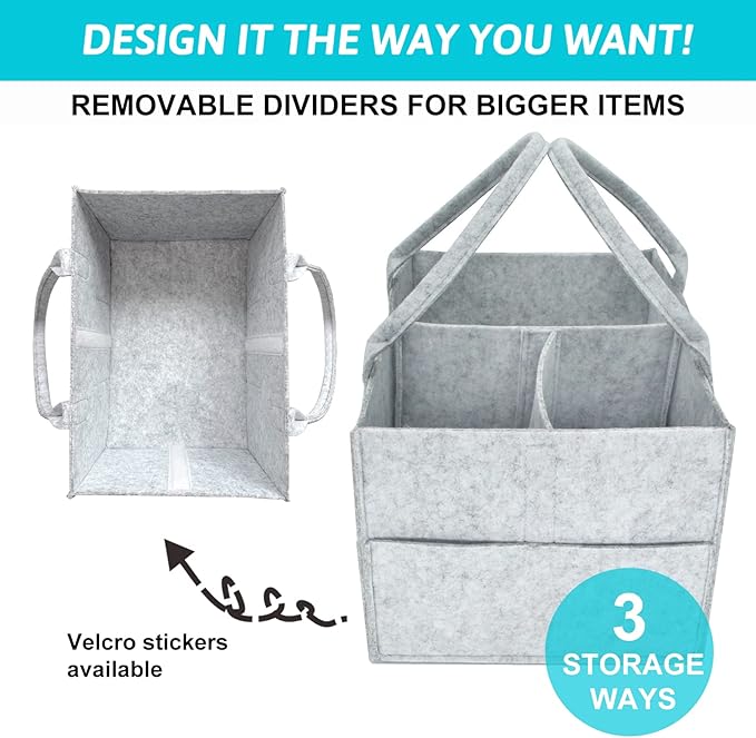 SKY-TOUCH Baby Diaper Caddy Organizer Tote Bag / شنطة تنظيم حفاضات الأطفال من سكاي-تاتش، شنطة يد كبيرة توت، سلة هدايا لحفلات استقبال المولود| صندوق تخزين لغرفة الأطفال لطاولة تغيير الحفاضات| منظم سفر محمول للسيارة