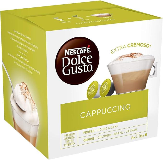 Nescafe Dolce Gusto Cappuccino Extra Cremoso (16 Pods, 8 Cups) / كبسولات قهوة نسكافيه دولتشي جوستو اكسترا كريموسو (16 كبسولة 8 اكواب)