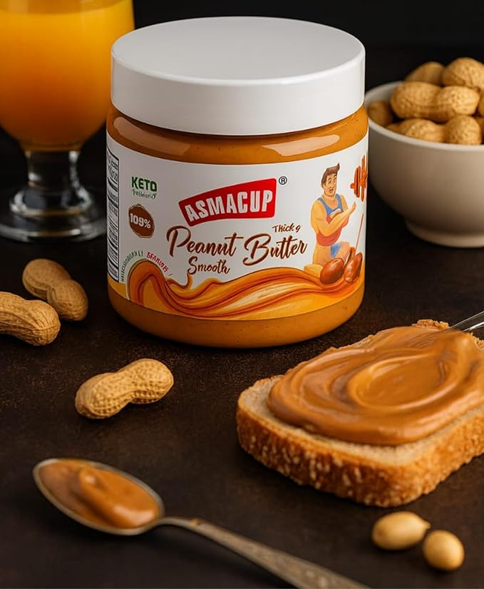 زبدة فول سوداني أسماكاب بدون سكر مضاف 200 جم | Asmacup Peanut Butter (No Added Sugar) – 200 g | High Protein | Smooth Texture | Natural Taste | Perfect for Breakfast & Fitness Snacks / زبدة فول سوداني بدون سكر مضاف، 200 جم