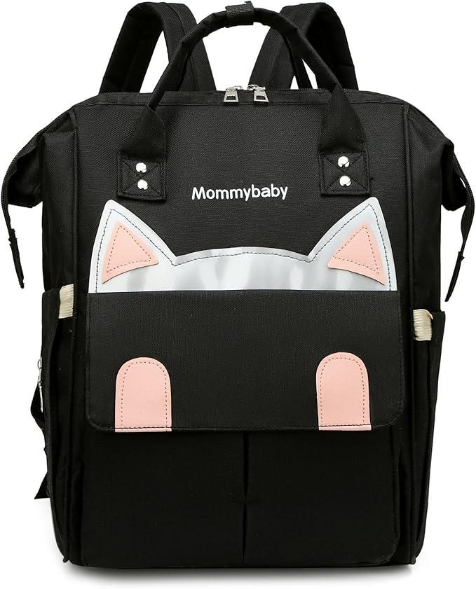 WAYFARE Luxury Diaper Backpack –  / شنطة ظهر للحفاضات، شنطة أطفال مقاومة للماء بتصميم أذن قطة، شنطة ظهر للسفر بسعة كبيرة للأمهات والآباء، منظم متعدد الوظائف للأساسيات من وايفير