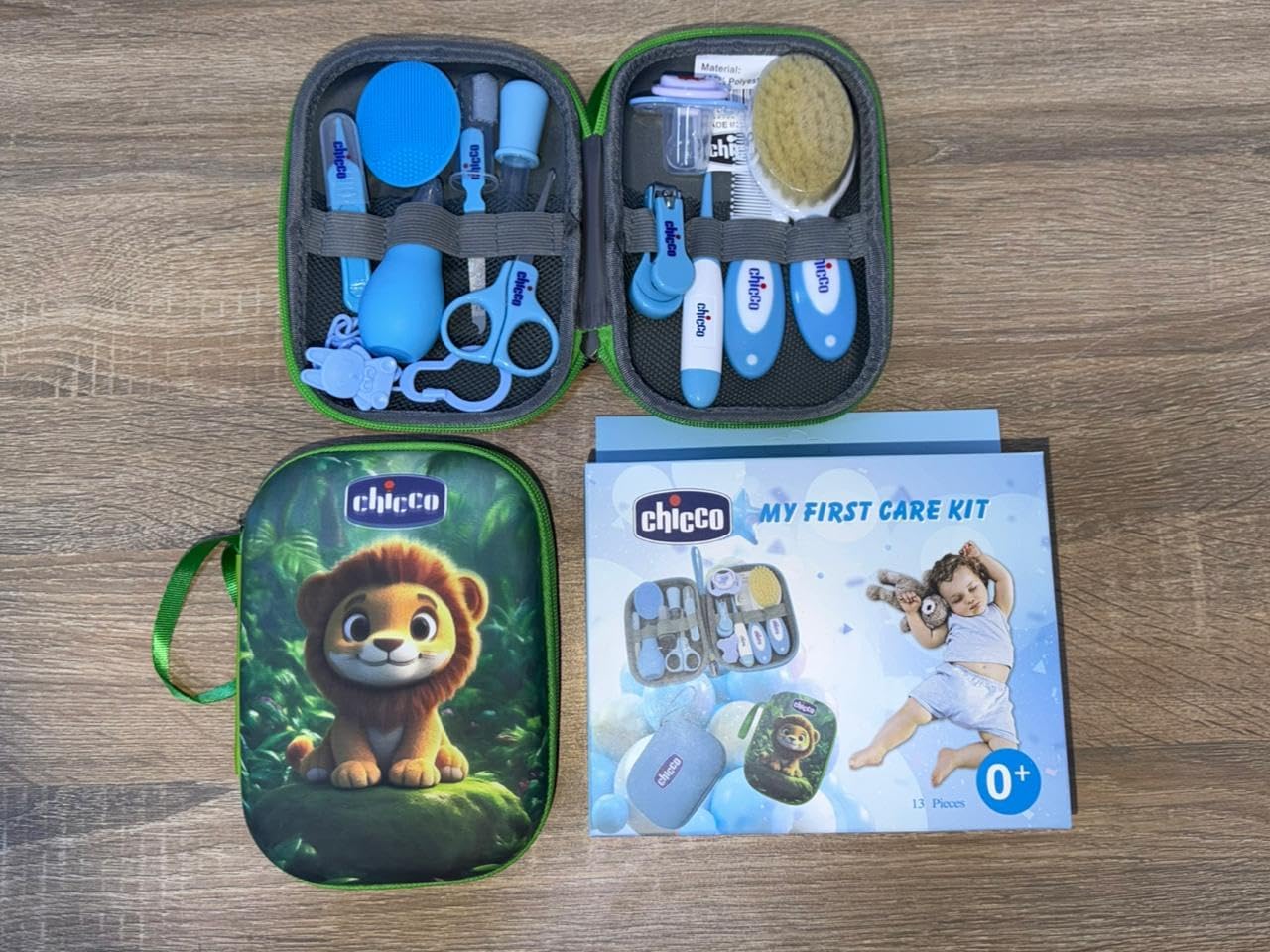 مجموعة العناية بالطفل،مجموعة العناية اليومية الأساسية للأطفال مكونة من 13 قطع مع شنطة تخزين، مجموعة أدوات الأظافر للأطفال حديثي الولادة والعناية الصحية والعناية الشخصية- من Fantastic-Kids-Toys (Green)