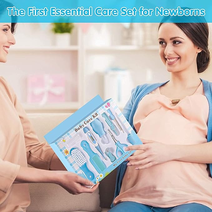 Bennort Baby Healthcare and Grooming Kit Care Keep Healthy and Clean -Infant Toddlers / مجموعة العناية الصحية والعناية بالأطفال 10 في 1 من بينورت فرشاة شعر للأطفال - قصافة أظافر - منظف الأنف - أسنان للإصبع - مقص متعدد الألوان