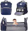 Baby Diaper Bag Backpack for Travel -  (Navy) / شنطة ظهر لحفاضات الأطفال للسفر من ايتونسين - شنطة حفاضات محمولة ببطانة للتغيير وأحزمة لعربة الأطفال، وسرير سفر قابل للطي، وشنطة يد كبيرة توت مقاومة للماء لحديثي الولادة (كحلي)