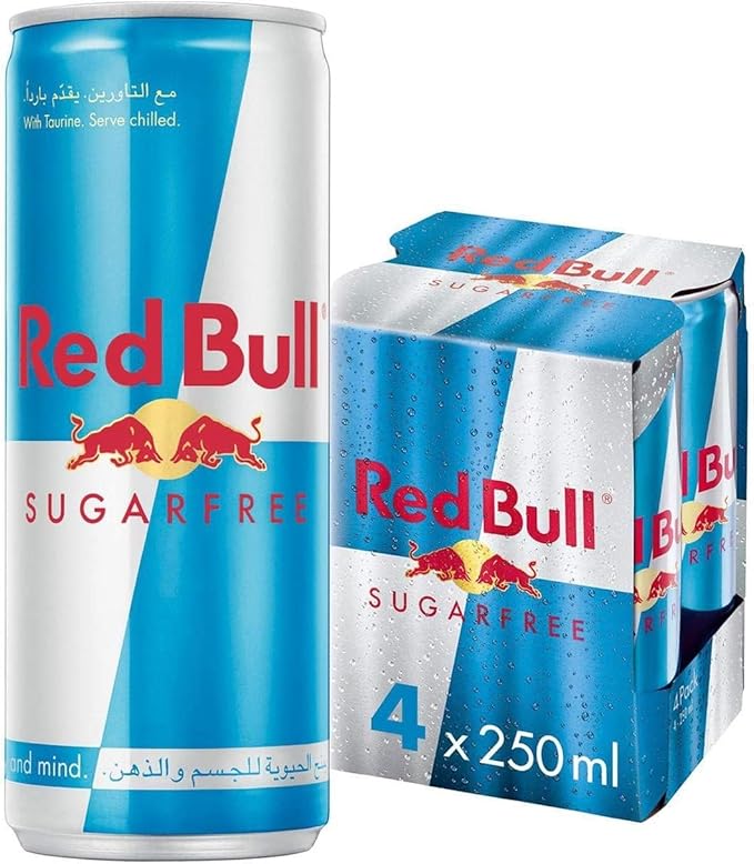 Red Bull Energy Drink, Sugar Free, 250ml (4 pack) / مشروب الطاقة من ريد بول، خالي من السكر، 250 مل (4 عبوات)
