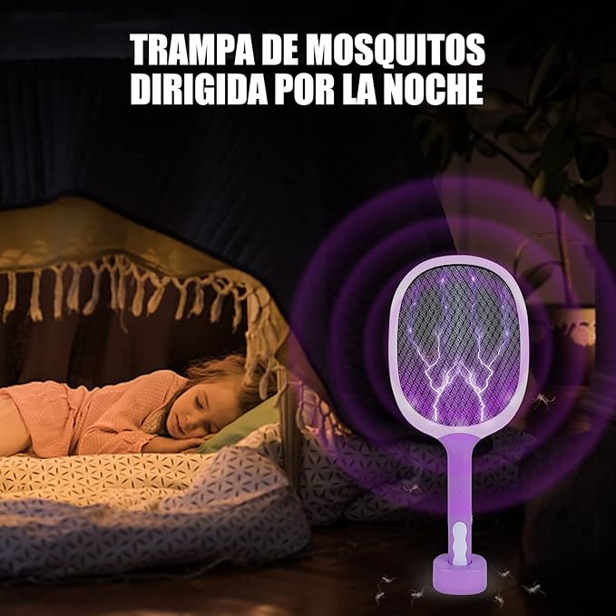 مضرب كهربائي صاعق وطارد للحشرات والبعوض 3 في 1، قاتل حشرات قابل لاعادة الشحن عن طريق USB، مضرب محمول للمطبخ والمنزل والحديقة والخارج من لينيو