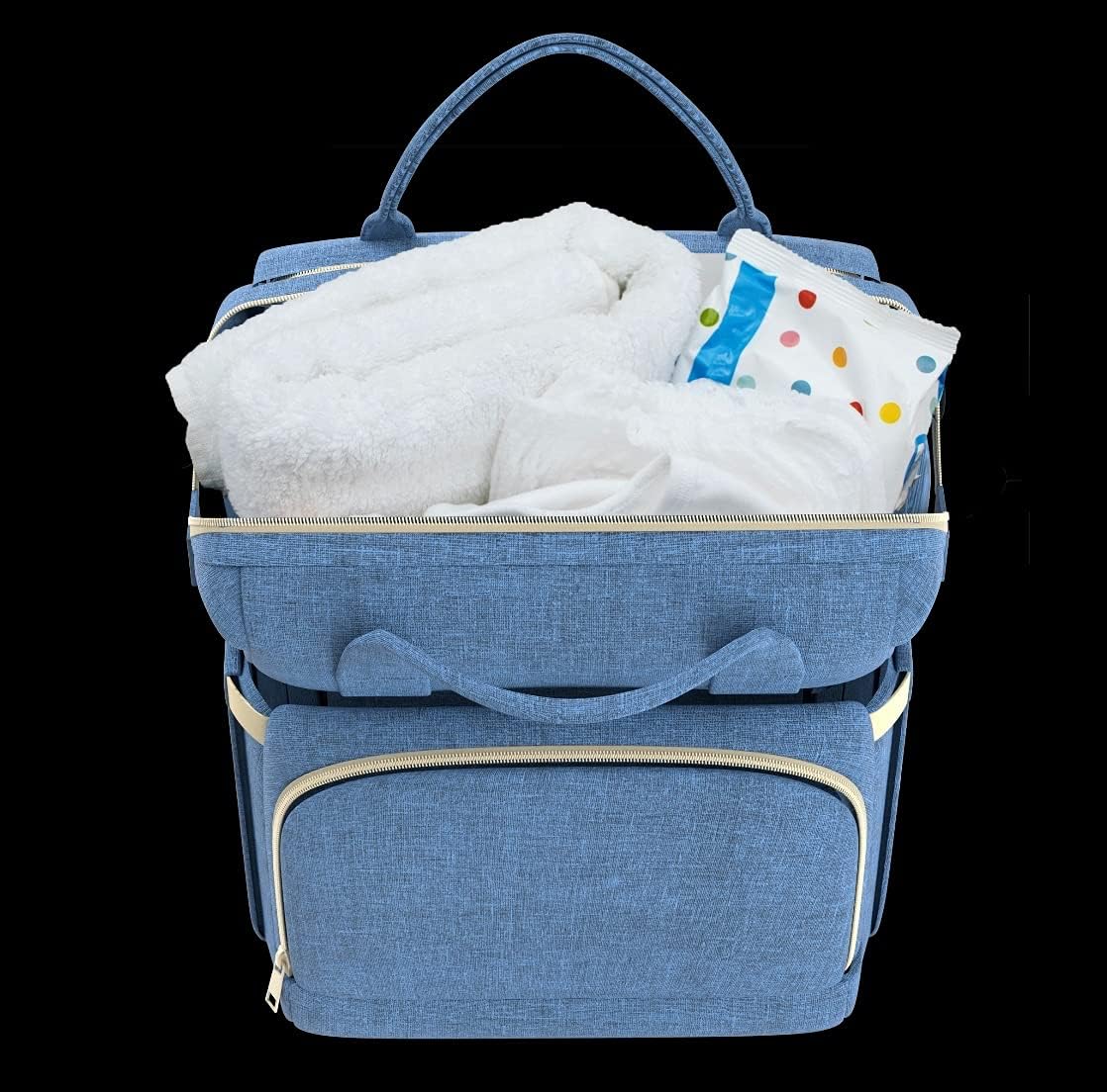 Multifunctional 3 in 1 Diaper Bag with Changing Station | Diaper Bag Backpack with Bassinet | Travel Baby Bed, Light Blue, / حقيبة حفاضات متعددة الوظائف 3 في 1 مع محطة تغيير الحفاضات ظهر للحفاضات سرير اطفال للسفر ازرق فاتح من دوتش ون