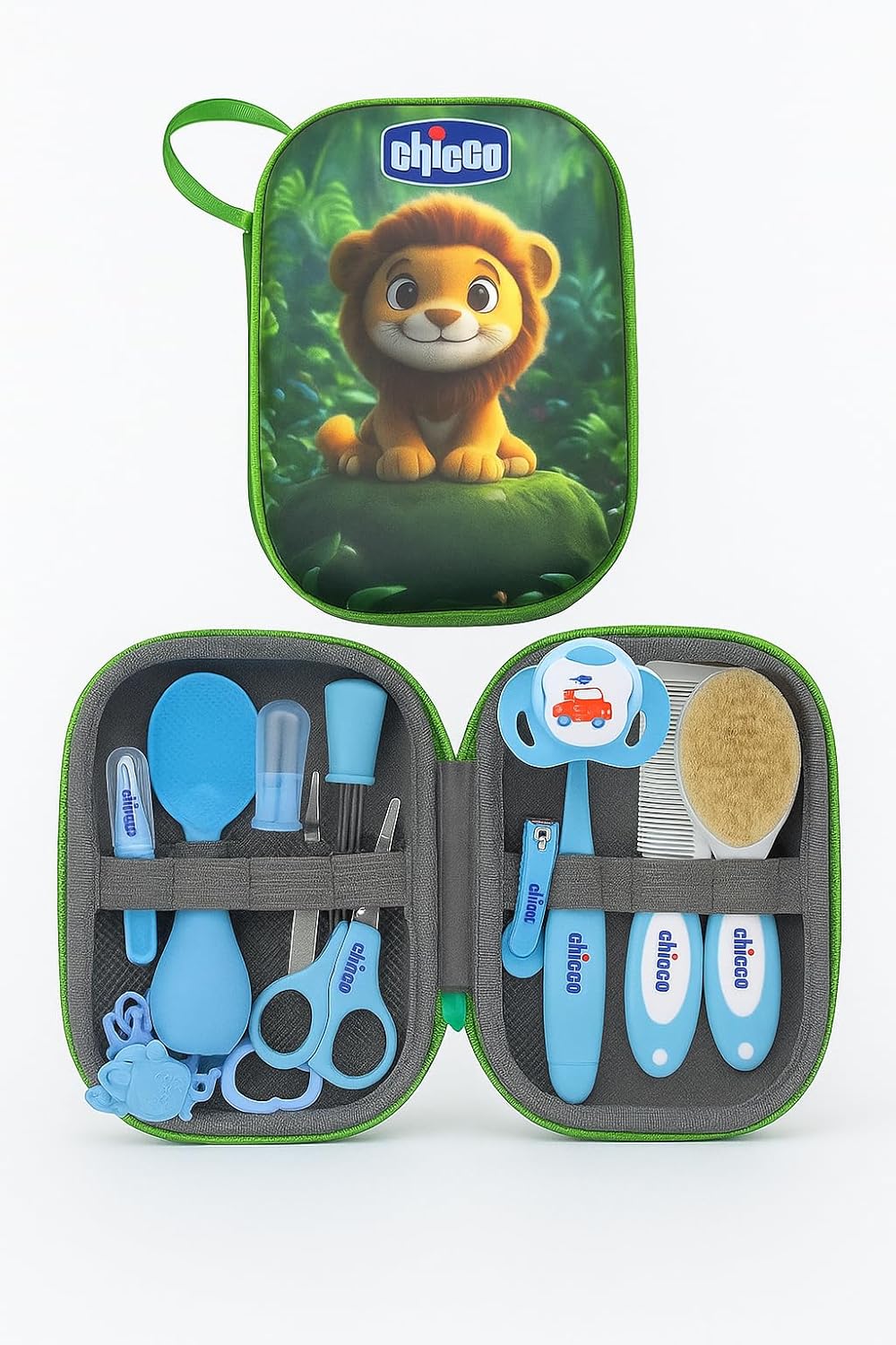 مجموعة العناية بالطفل،مجموعة العناية اليومية الأساسية للأطفال مكونة من 13 قطع مع شنطة تخزين، مجموعة أدوات الأظافر للأطفال حديثي الولادة والعناية الصحية والعناية الشخصية- من Fantastic-Kids-Toys (Green)
