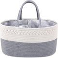 YelaJoy Baby Diaper Caddy,Cotton Rope Diaper Caddy Basket / سلة حفاضات من يلاجوي، بتصميم بسيط، باللون الرمادي، مصنوعة من القطن، متنقلة وقابلة للطي مع فواصل قابلة للإزالة، للسيارة والمنزل