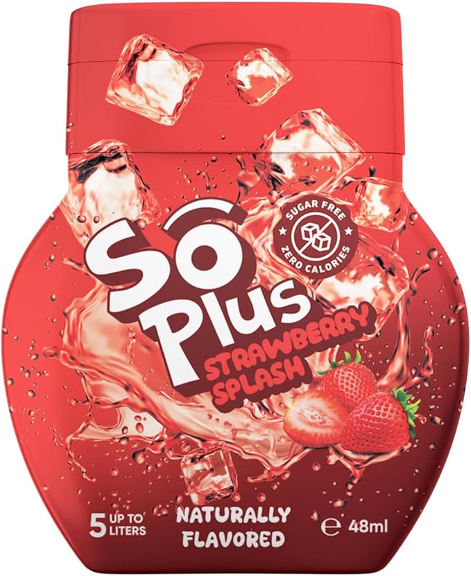 So Plus Liquid Water Enhancer Natrually Flavours, Strawberry Zero Suger & Calories - 48 ML / منكه مياه سائل سو بلس بنكهة الفراولة الطبيعية، خالي من السكر والسعرات الحرارية - 48 مل