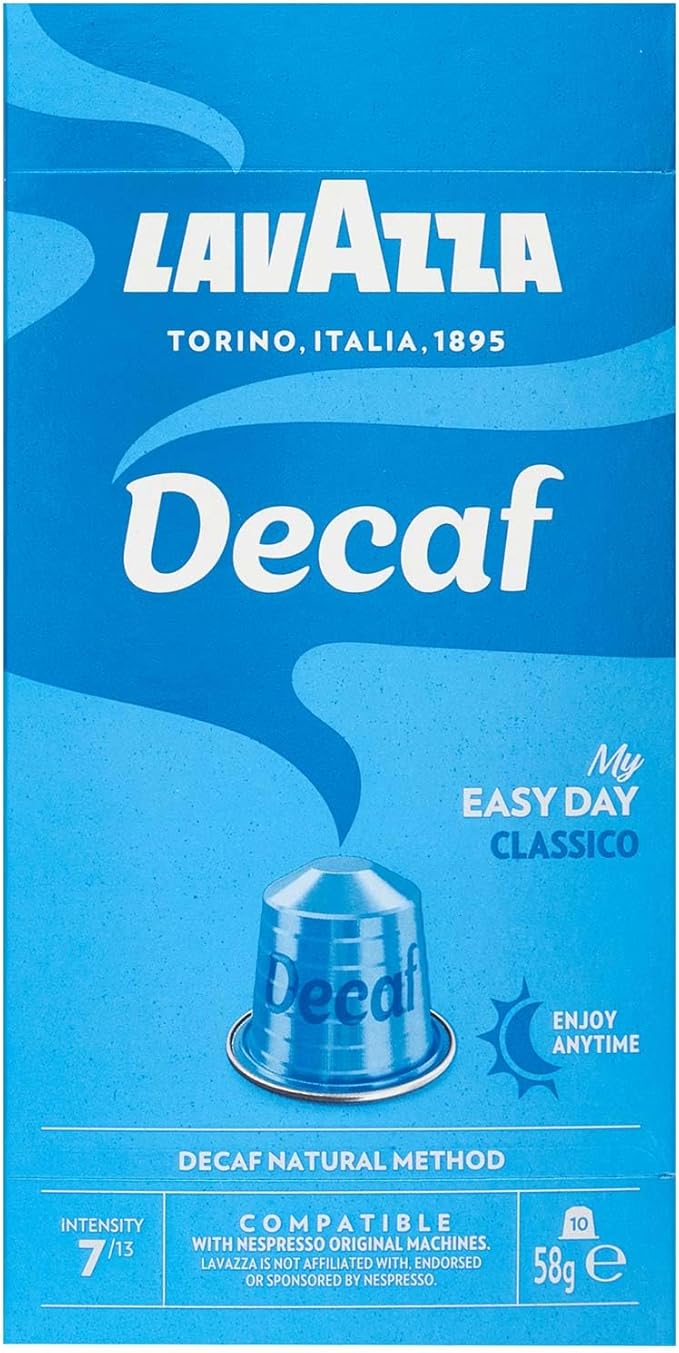 Lavazza Dek Decafinato Compatible Capsules With Nespresso 10 Capsules Blue / كبسولات متوافقة مع نسبريسو 10 زرقاء من لافازا ديك ديكافيناتو