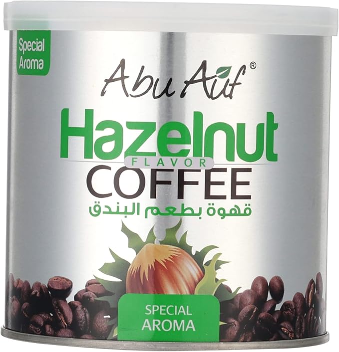 ابو عوف قهوة بالبندق - 200 غرام، أجود حبوب القهوة، تحميص متوسط، زبدة كريمية وبندق وشوكولاتة، قهوة سريعة التحضير برائحة خاصة